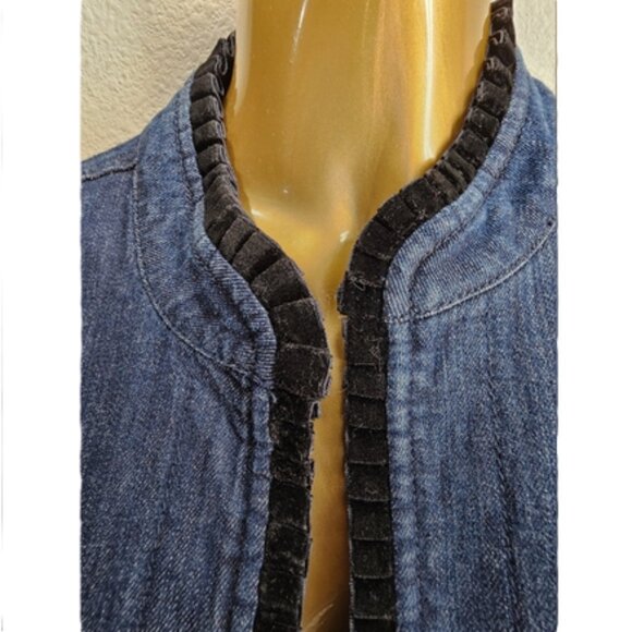 Additions by chicos denim jacket w/black velvet trim size 2 - Picture 4 of 5